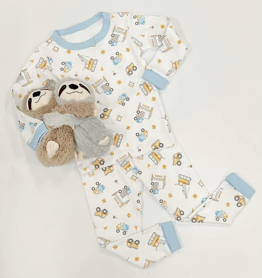 Baby Boys Blue Construction Shirt Pants Pajamas Clothes Sets Preorder