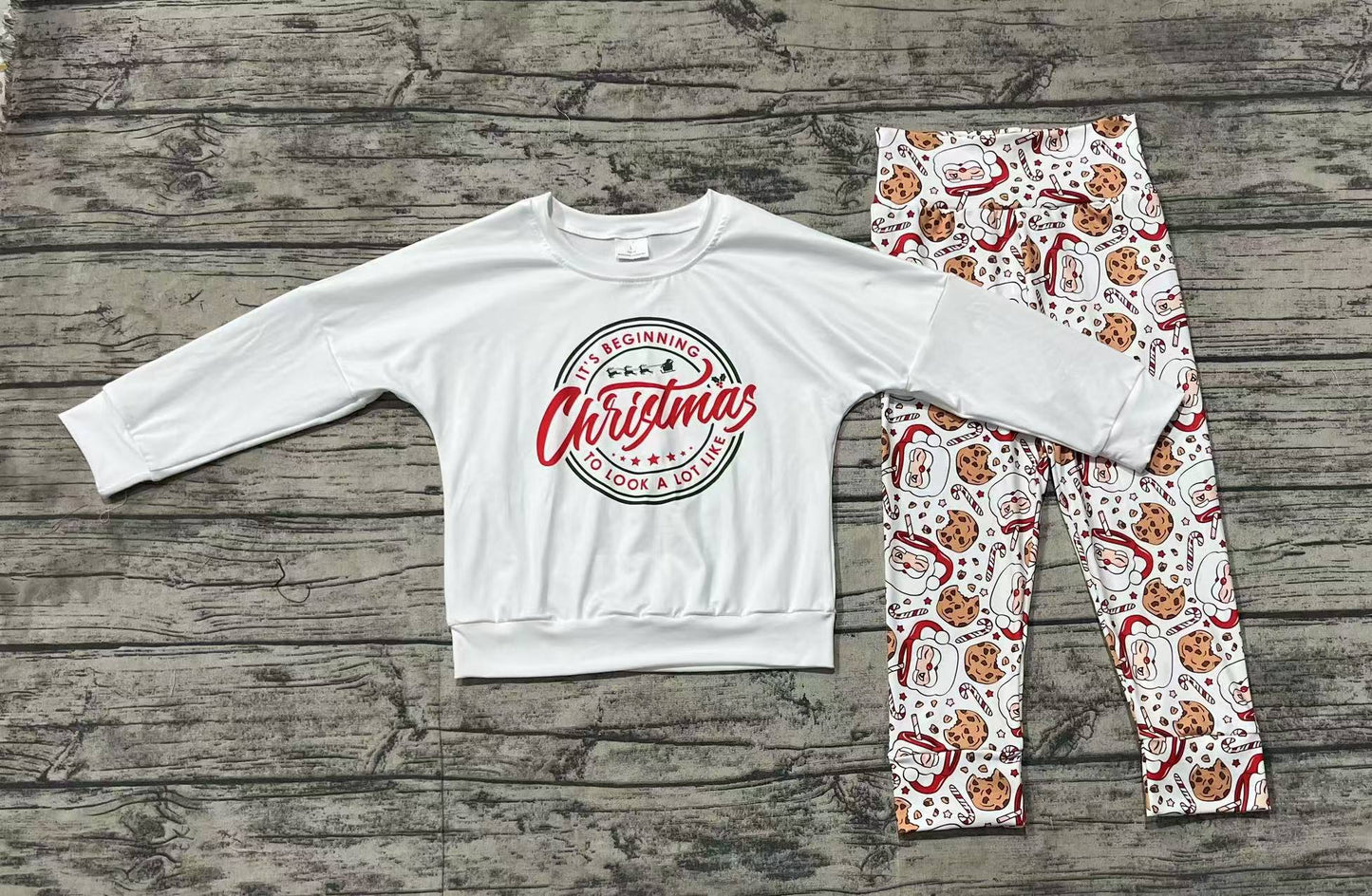 Baby Boys Christmas Santa Cookie Shirt Pants Outfits Clothes Sets