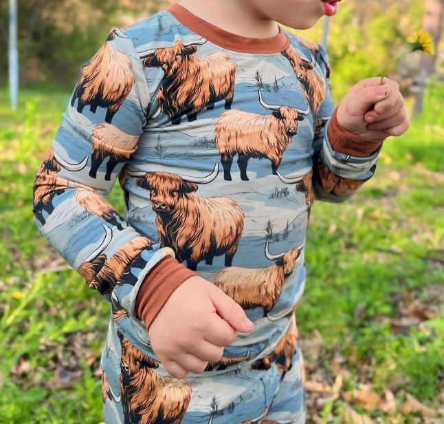 Baby Boys Cowboy Western Highland Cow Top Pants Pajamas Clothes Sets Preorder