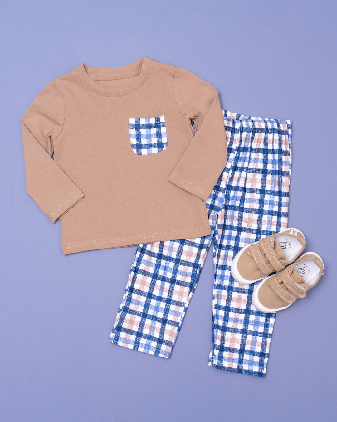 Baby Boys Brown Shirts Checkered Pants Clothes Sets Preorder