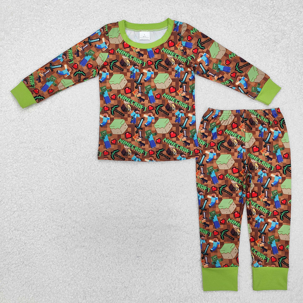 Baby Boys Game Green Top Pants Pajamas Clothes Sets