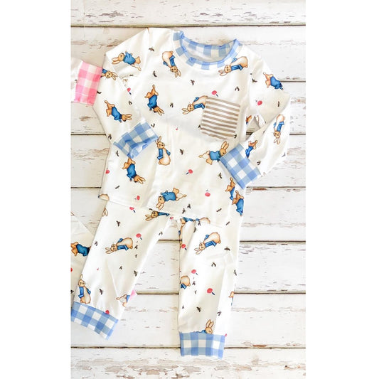 Baby Boys Easter Bunny Pocket Top Pants Pajamas Clothing Sets Preorder