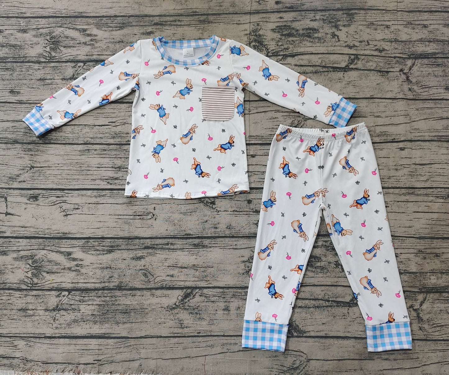 Baby Boys Easter Bunny Pocket Top Pants Pajamas Clothing Sets Preorder