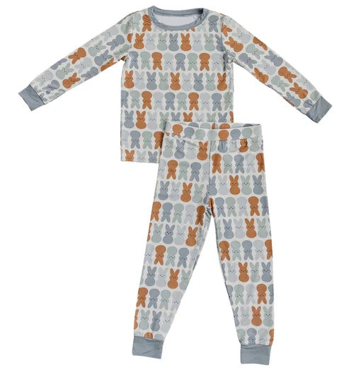 Baby Boys Grey Easter Rabbits Top Pants Pajamas Clothing Sets Preorder