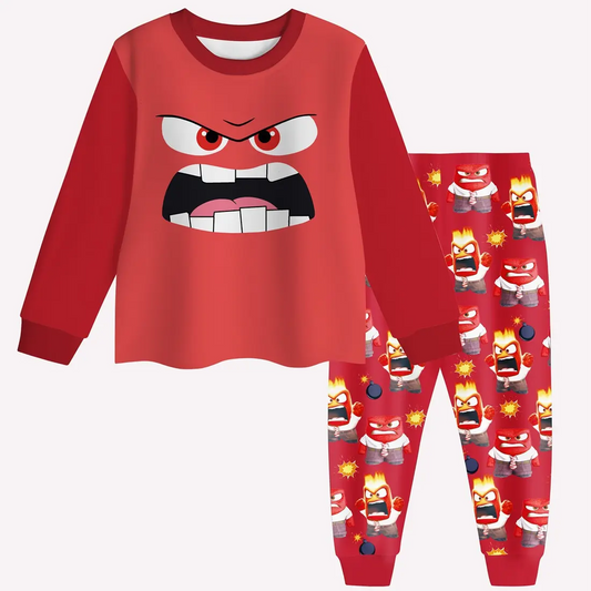 Baby Girls Red Cartoon Top Pants Pajamas Clothes Sets Preorder