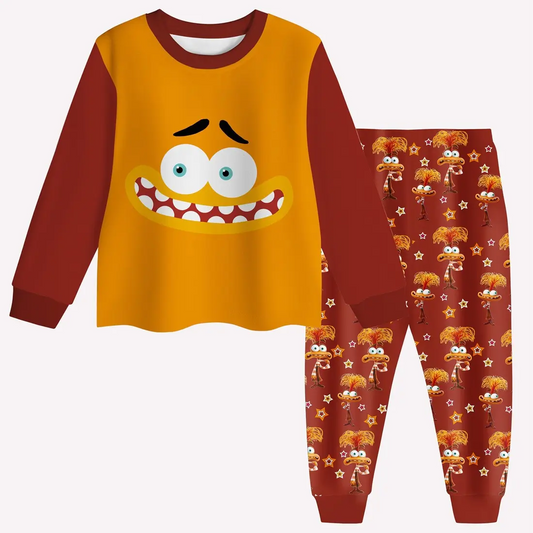 Baby Girls Mustard Cartoon Top Pants Pajamas Clothes Sets Preorder