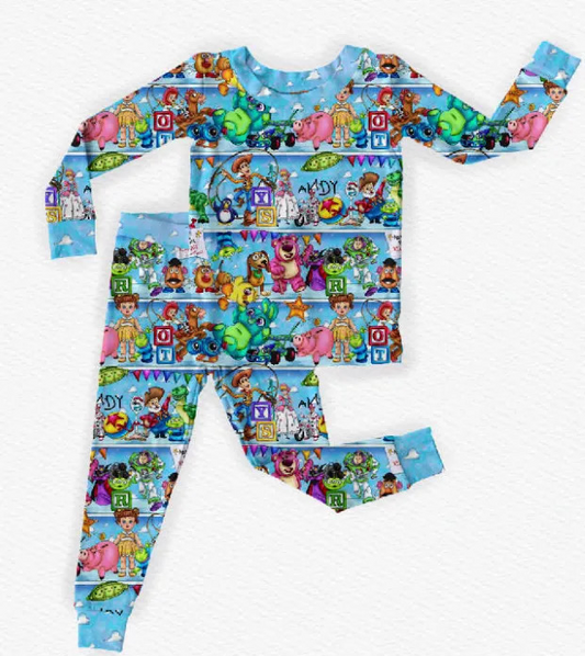 Baby Boys Toys Blue Cartoon Shirt Pants Pajamas Clothes Sets Preorder