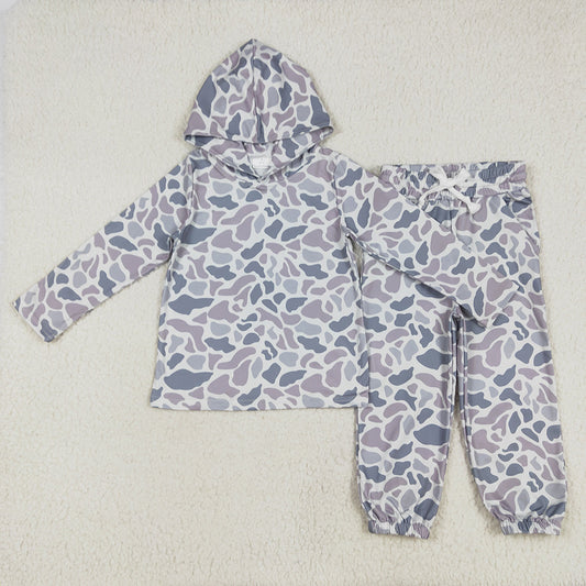 Baby Boys Grey Camo Hooded Top Pants Outfits Clothes Sets