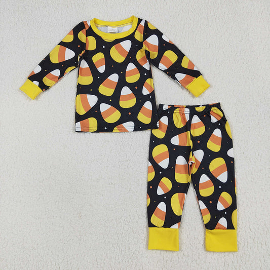 Baby Kids Black Long Sleeves Candy Plaid Top Pant Pajamas Sets