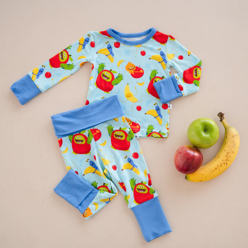 Baby Boys Blue Long Sleeves Bananas Cartoon Dolls Top Pant Pajamas Set Preorder