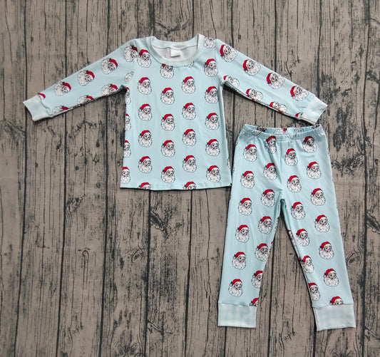 Baby Boys Blue Christmas Santa Top Pants Pajamas Sets