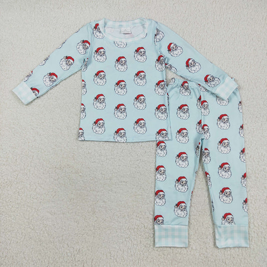 Baby Boys Blue Christmas Santa Top Pants Pajamas Sets