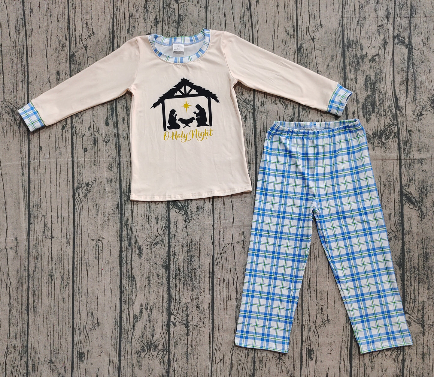 Baby Boys Jesus Nativity Top Checked Pants Christmas Clothes Sets
