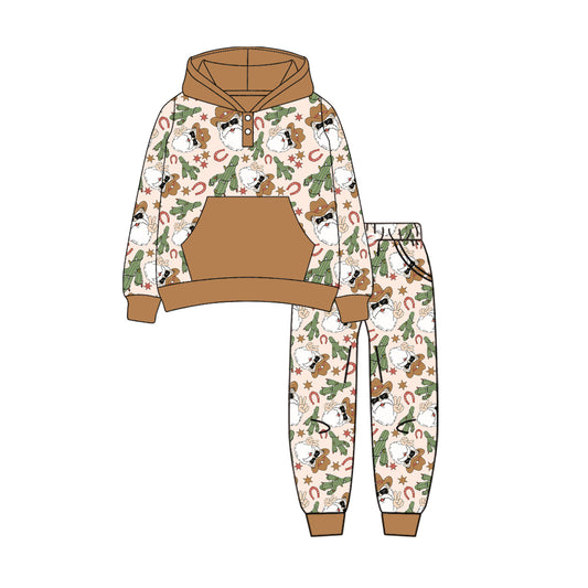 Baby Boys Long Sleeves Santa Cactus Button Hoodies Pockets Pant Set Preorder
