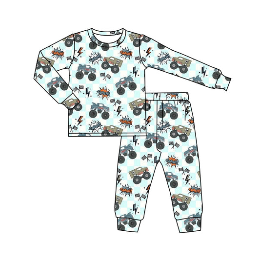 Baby Boys Long Sleeves Crash Motors Top Pant Pajamas Set Preorder