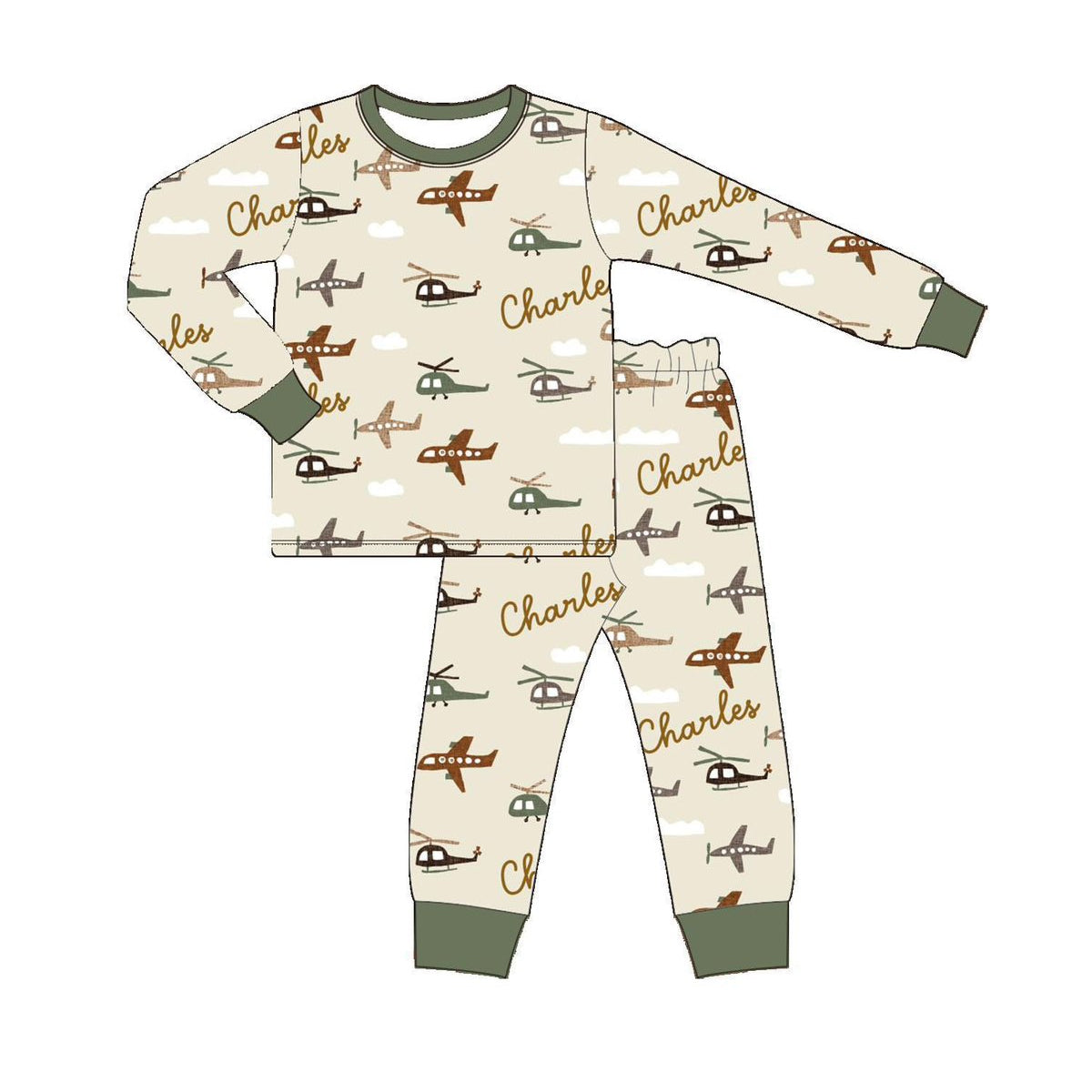 Baby Boys Long Sleeves Planes Airs Top Pant Farm Pajamas Set Preorder