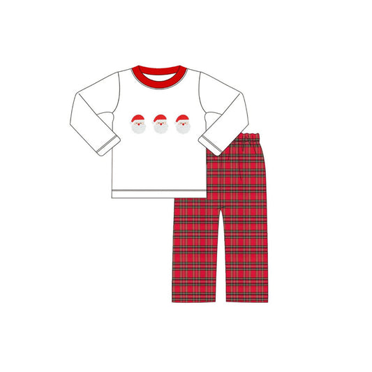 Baby Boys Long Sleeves Santa Top Red Plaid Pant Set Preorder