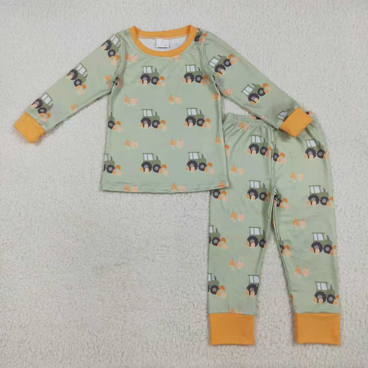 Sibling Baby Kids Fall Trucks Pumpkins Farm Rompers Pajamas Sets