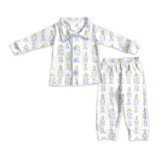 Preorder moq 5 Baby Boys Soldiers Plaid Button Top Pant Pajamas Set