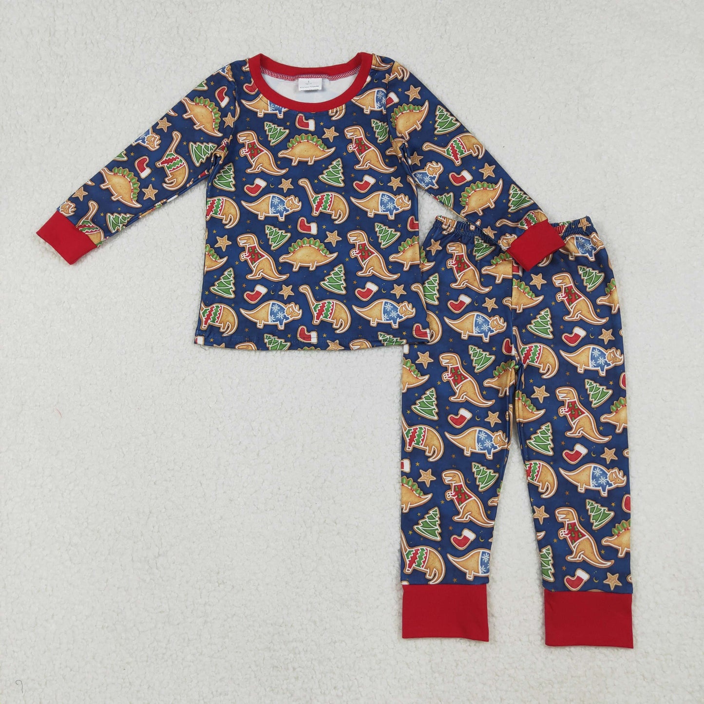 Sibling Baby Boys Christmas Long Sleeves Santa Gingerbread Top Pant Pajamas Sets