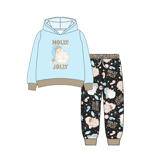 Baby Boys Long Sleeves Holly Santa Hoodies Legging Pants Set Preorder