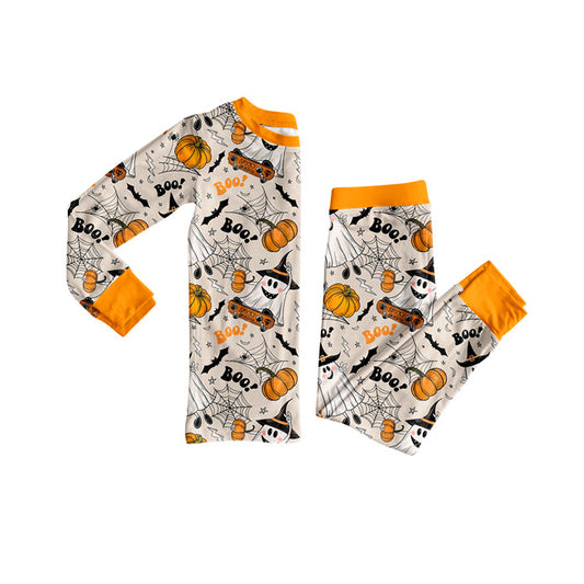 Baby Boys Long Sleeves Bats Pumpkins Plaid Top Pant Pajamas Set Preorder