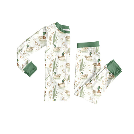 Baby Boys Long Sleeves Ducks Plaid Top Pant Pajamas Set Preorder