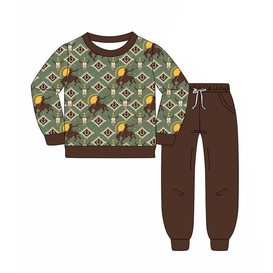 Baby Boys Aztec Horse Rodeos Top Pants Western Pajamas Set Preorder