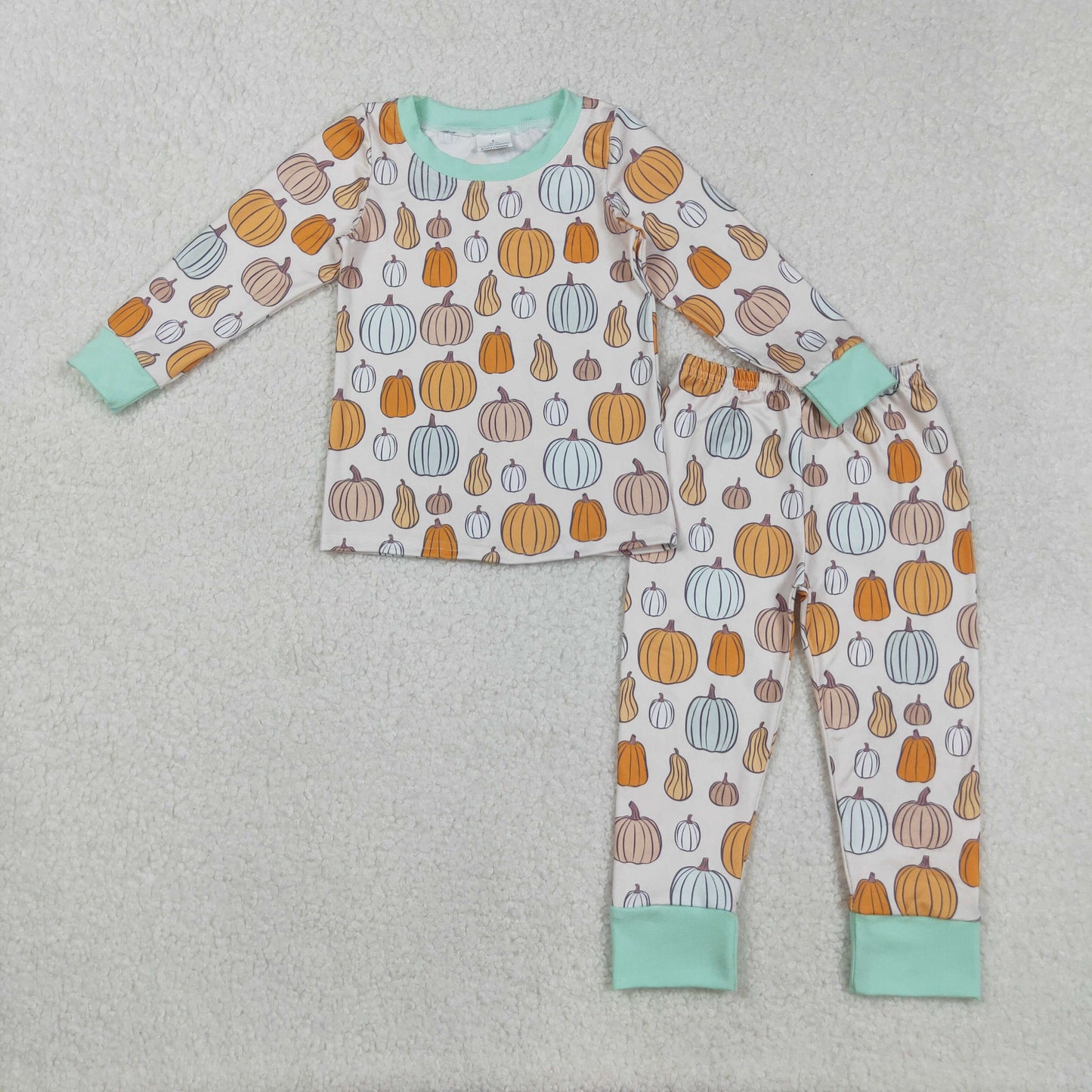 Sibling Baby Boys Colorful Pumpkins Fall Zipper Footie Rompers Pajamas Sets