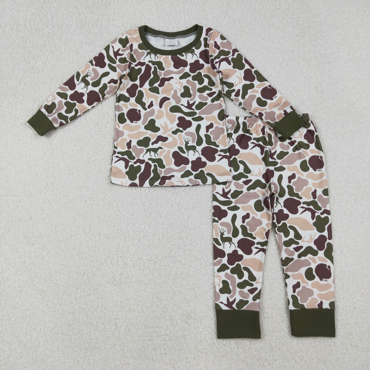Sibling Baby Boys Turkey Ducks Camo Hunting Pajamas Sets Zipper Rompers Hoodies Top Shorts Bottom