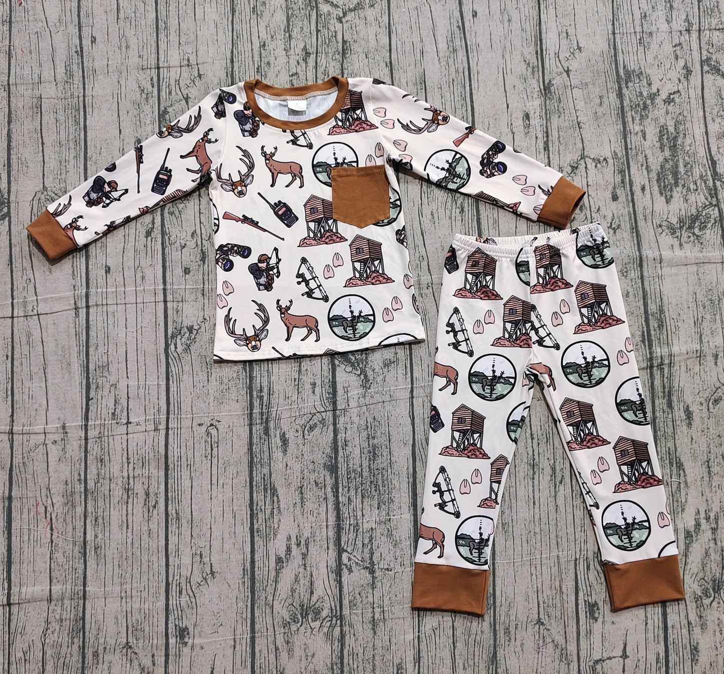 Baby Boys Deer Hunting Pocket Top Pant Pajamas Set