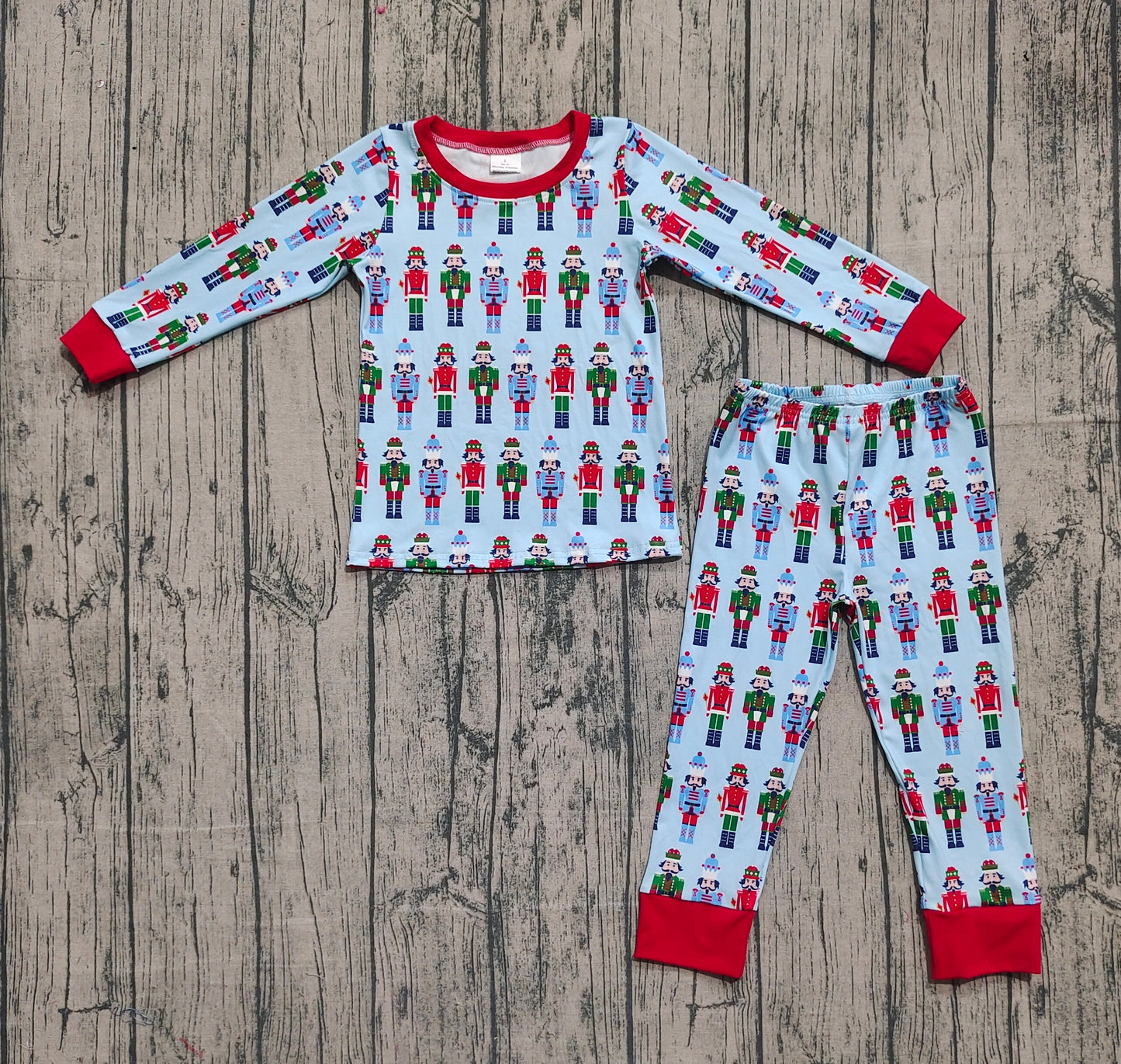 Baby Boys Christmas Soldiers Blue Top Pants Pajamas Sets