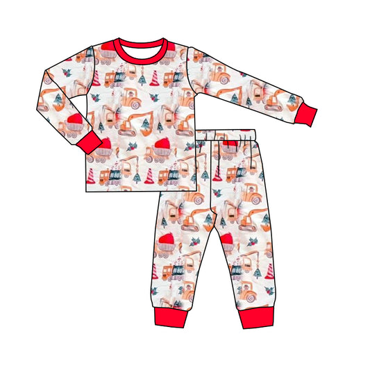 Baby Boys Excavators Holly Top Pant Christmas Pajamas Set Preorder