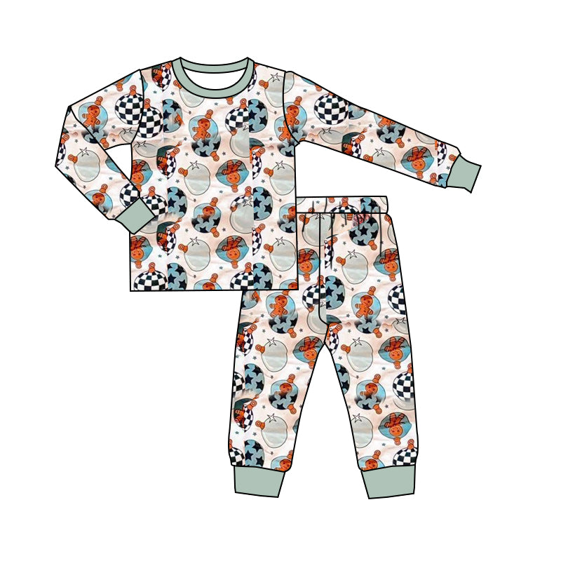 Baby Boys Lights Gingerbread Top Pant Christmas Pajamas Set Preorder