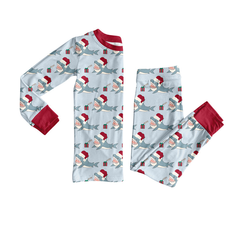 Baby Boys Gifts Whales Plaid Top Pant Christmas Pajamas Set Preorder
