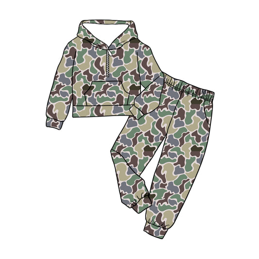 Baby Boys Grey Camo Hoodies Pockets Pant Western Clothes Set Preorder