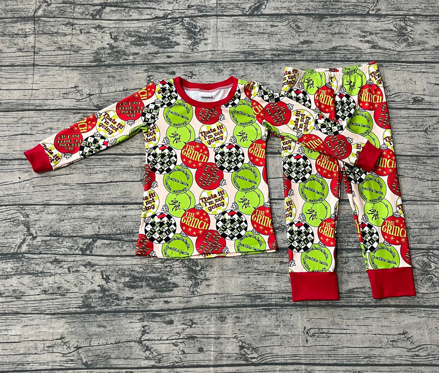 Baby Boys Grin Lights Plaid Top Pants Christmas Pajamas Sets