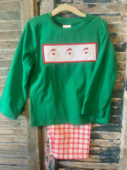Baby Boys Santa Shirts Top Checked Leggings Pant Christmas Clothes Sets Preorder