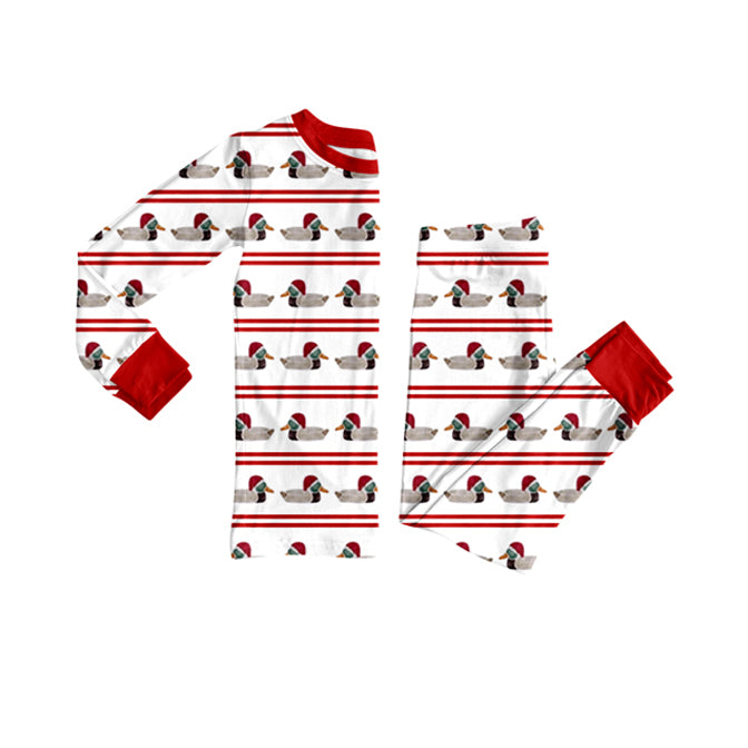 Baby Boys Red Stripe Hats Ducks Top Pants Christmas Pajamas Sets Preorder