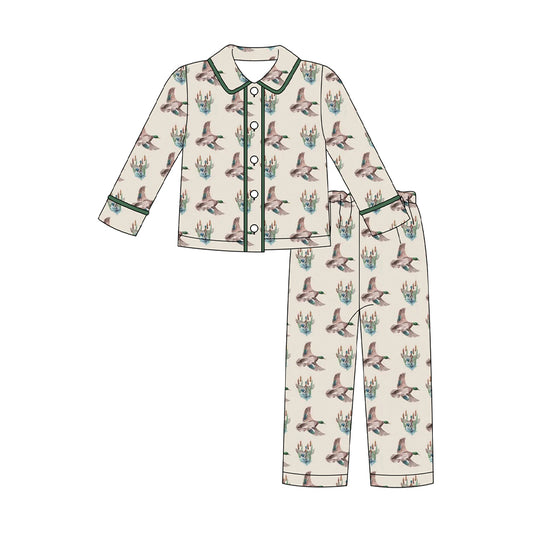 Baby Boys Log Sleeve Ducks Button Top Pants Hunting Pajamas Sets Preorder