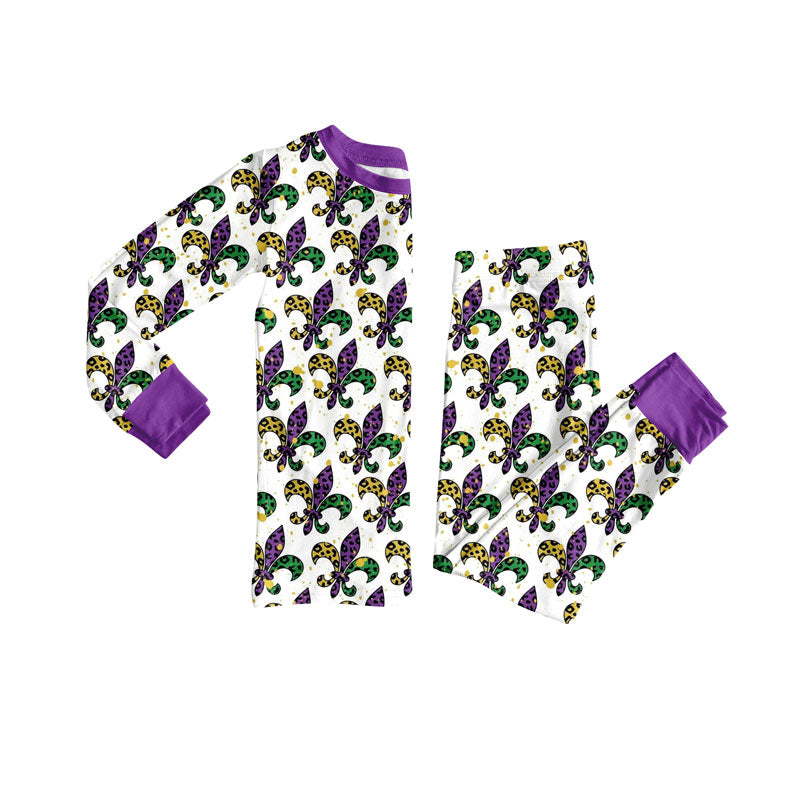 Baby Boys Mardigras Anchors Checked Top Pants Pajamas Sets Preorder