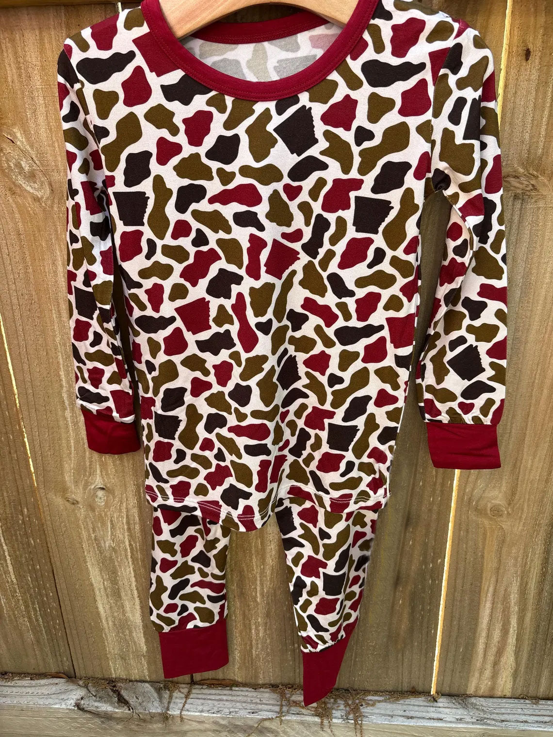 Baby Boys Red Brown Camo Top Pants Western Pajamas Sets Preorder