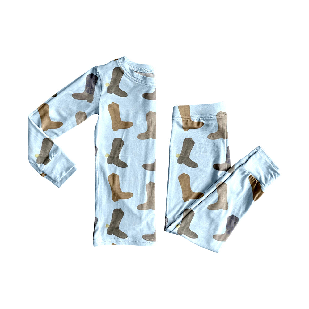 Baby Boys Blue Boots Top Pants Western Pajamas Sets Preorder