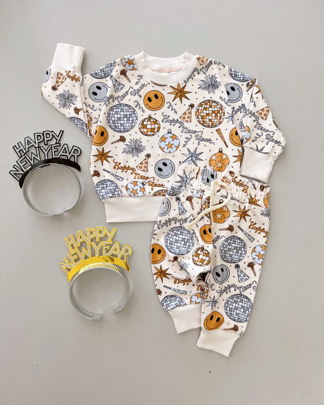 Baby Boys Happy New Smiles Stars Top Pants Pajamas Sets Preorder