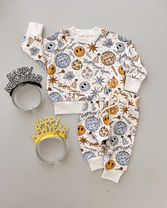 Baby Boys Happy New Smiles Stars Top Pants Pajamas Sets Preorder