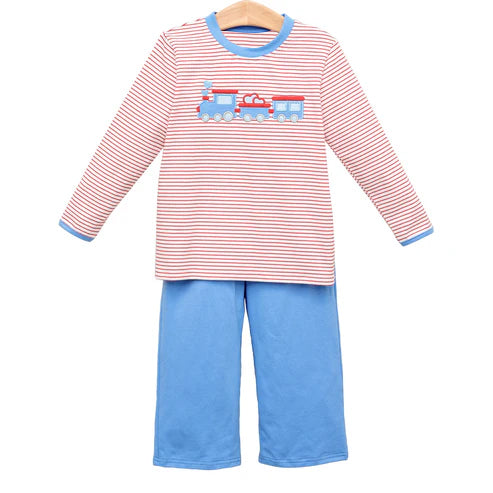 Baby Boys Hearts Trucks Red Stripe Top Pants Valentine Clothes Sets Preorder