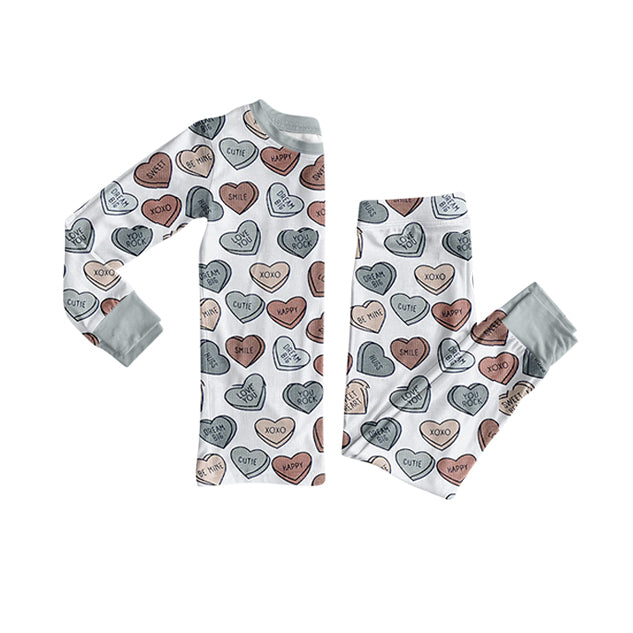 Baby Boys XOXO Hearts Plaid Top Pants Valentine Pajamas Sets Preorder