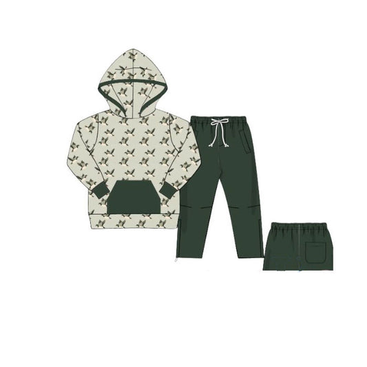Baby Boys Green Ducks Plaid Pockets Hoodie Pants Hunting Clothes Sets Preorder