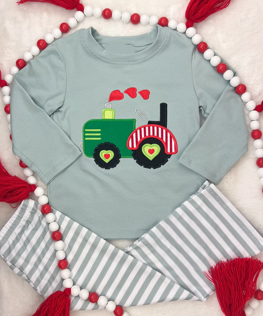 Baby Boys Hearts Truck Top Stripe Legging Pant Valentine Clothes Sets Preorder