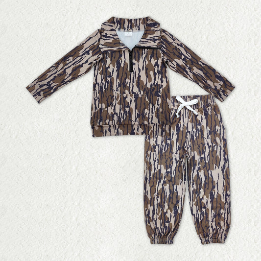 Sibling Baby Boys Camo Zipper Pullover Top Pockets Jogger Pants Southern Clothes Sets